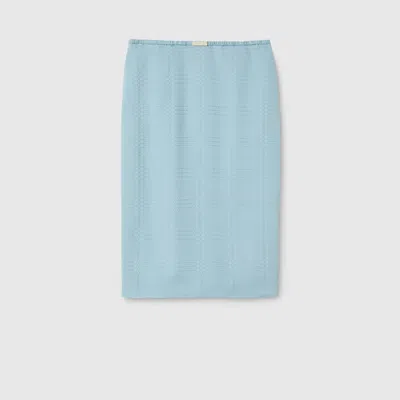 Gucci Interlocking G Silk Jacquard Skirt In Blue