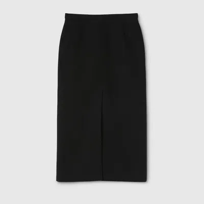 Gucci Wool Crêpe Skirt With  Detail In Black