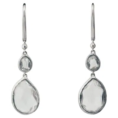 Pre-owned Gucci Rock Crystal 18k White Gold Drop Pendant Earrings