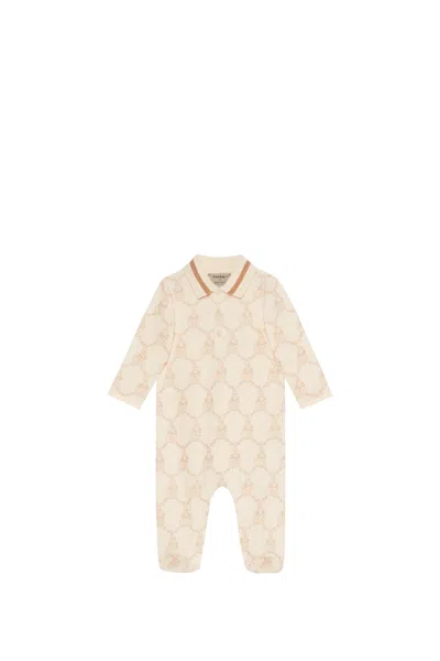 Gucci Babies' Romper With Embroidery In Beige