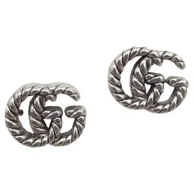 Pre-owned Gucci Rope "gg" Logo Rhodium Plated Earrings In Multi