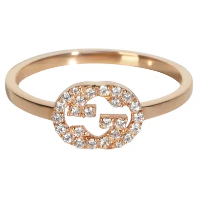 Pre-owned Gucci Rose Gold Diamond Interlocking G Ring In Red