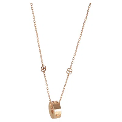 Pre-owned Gucci Rose Gold Icon Gg Star Necklace In Red