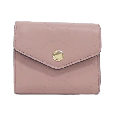 Pre-owned Gucci Rose Pink Gg Leather Wallet (tri-fold) ()