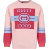 GUCCI ROSE SWEATSHIRT FOR GIRL WITH LOGO