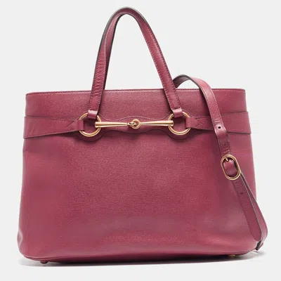 Pre-owned Gucci Rosewood Pink Leather Medium Bright Bit Tote