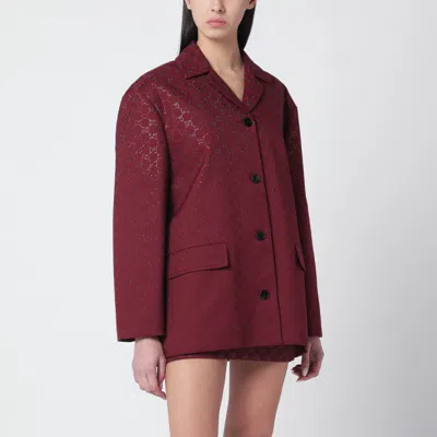 Gucci Rosso Ancora Gg-fabric Jacket With Crystals In Red