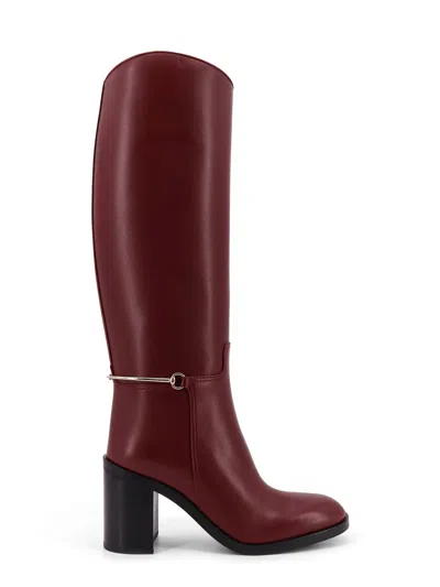 Gucci Rosso Ancora Leather Boots In Red