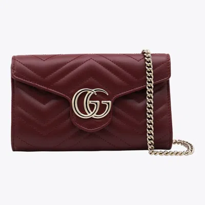 Gucci Rosso Ancora Leather Gg Marmont Wallet In Red