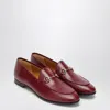Gucci Almond Toe Leather Loafers With Metallic Hardware In Burgundy