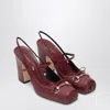 Gucci Rosso Ancora Leather Slingback Pumps With Horsebit Detail Women In Burgundy