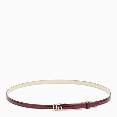 Gucci Rosso Ancora Patent Leather Belt With Gg Buckle Women In Red