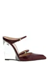 Gucci Pointed Toe Transparent Heel Wedge Pumps In Burgundy