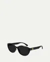 Gucci Round Acetate Sunglasses In Black