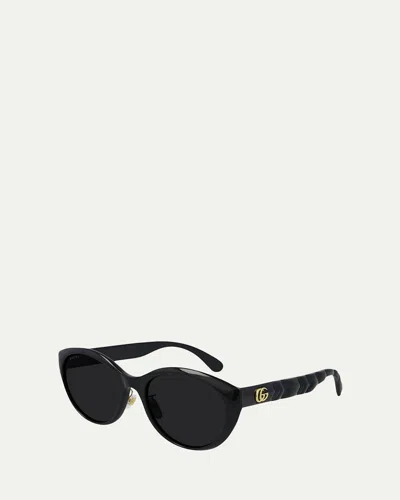 Gucci Round Acetate Sunglasses In Black