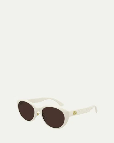 Gucci Round Acetate Sunglasses In Ivory