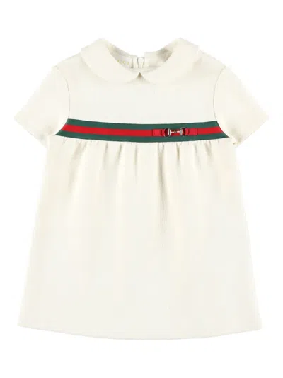 Gucci Babies' Round-collar Short-sleeve Dress In Neutral