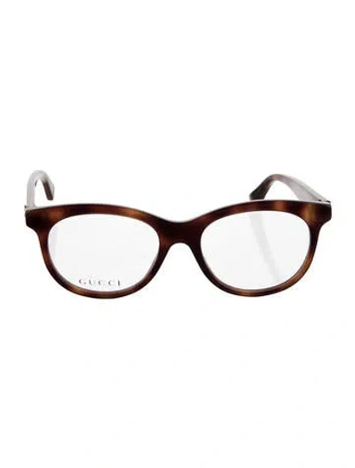 Pre-owned Gucci Round Eyeglasses In Brown