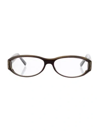 Pre-owned Gucci Round Eyeglasses In Green