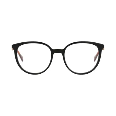 Pre-owned Gucci Round Frame Acetate Optical Frames 'black/gold/transparent' | Women's Size Onesize