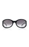 Gucci Acetate Sunglasses With Gradient Lenses And Oval Frame In Black