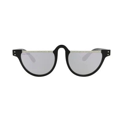 Pre-owned Gucci Round Frame Acetate Sunglasses 'black/silver' | Women's Size Onesize