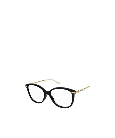 Gucci Round-frame Clear Glasses In Black
