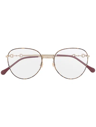 Gucci Round-frame Glasses In Gold