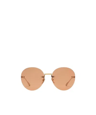 Gucci Round-frame Logo-charm Sunglasses In Gold