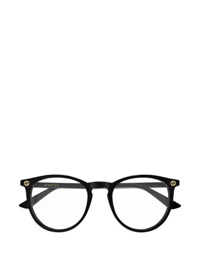 Gucci Round-frame Logo-detail Glasses In Black