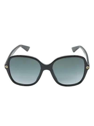 Pre-owned Gucci Round-frame Logo-detail Sunglasses In Black