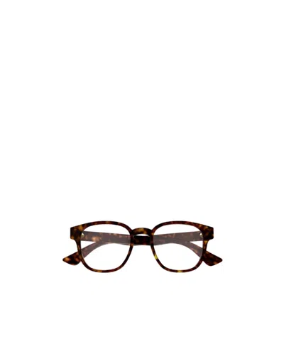Gucci Round-frame Logo Glasses In Brown