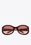 Gucci Oval Frame Sunglasses With Tinted Lenses