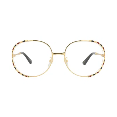 Pre-owned Gucci Round-frame Metal Optical Frames 'gold/transparent' | Women's Size Onesize
