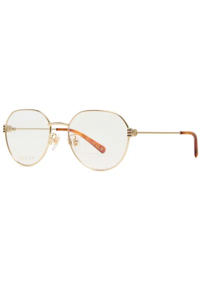 Gucci Round-frame Optical Glasses In Gold