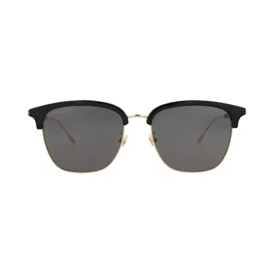 Pre-owned Gucci Round Frame Recycled Acetate Sunglasses 'black/gold/grey' | Men's Size Onesize