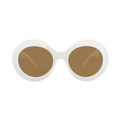 Pre-owned Gucci Round-frame Recycled Acetate Sunglasses 'white Brown' | Women's Size Onesize