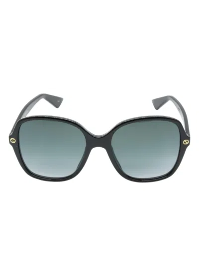 Pre-owned Gucci Round-frame Sunglasses In Black
