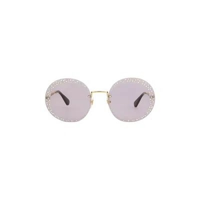 Pre-owned Gucci Round Frame Sunglasses 'gold/violet' In Purple
