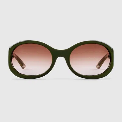 Gucci Round Frame Sunglasses In Green