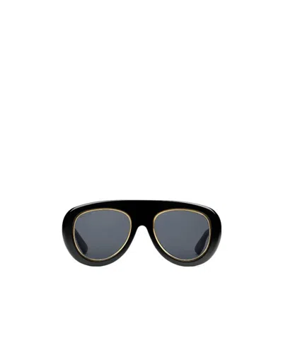 Gucci Black Navigator-frame Sunglasses In 001 Black Gold Grey