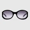 Gucci Acetate Sunglasses With Gradient Lenses And Oval Frame In Black