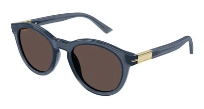 Pre-owned Gucci Round Frame Sunglassesfr) In Cobalt Blue/brown (gg1501s/003