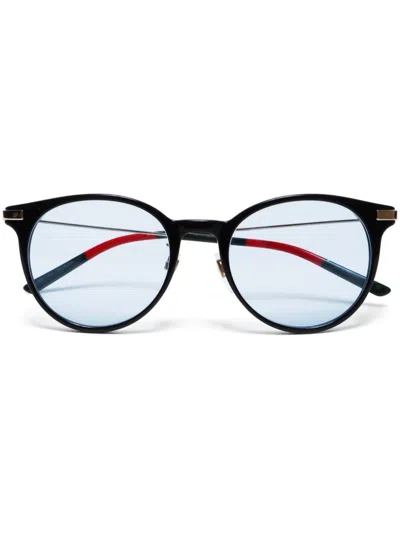 Pre-owned Gucci Round-frame Tinted Sunglasses In Black