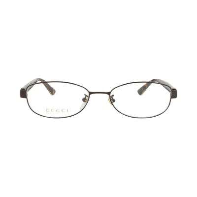 Pre-owned Gucci Round-frame Titanium Optical Frames 'brown Crystal' | Multi-color | Women's Size Onesize