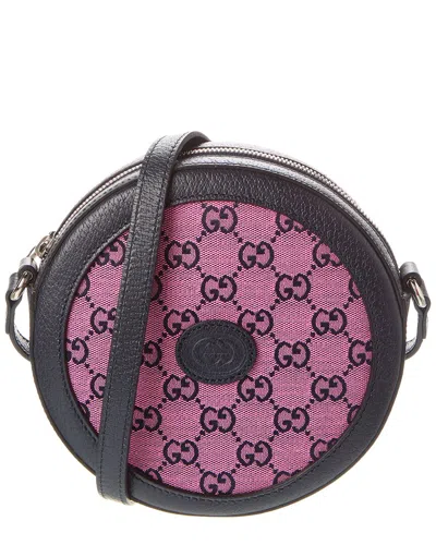 Gucci Round Gg Canvas & Leather Shoulder Bag In Pink