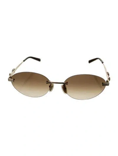 Pre-owned Gucci Round Gradient Sunglasses In Gold