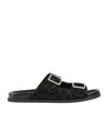 Gucci Rhein Open Suede Leather Sandals In Black