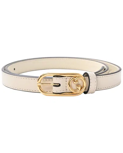 Gucci Interlocking G Leather Belt In Neutral