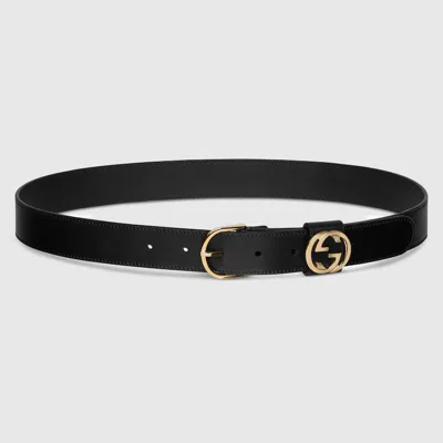 Gucci Round Interlocking G Belt In Black